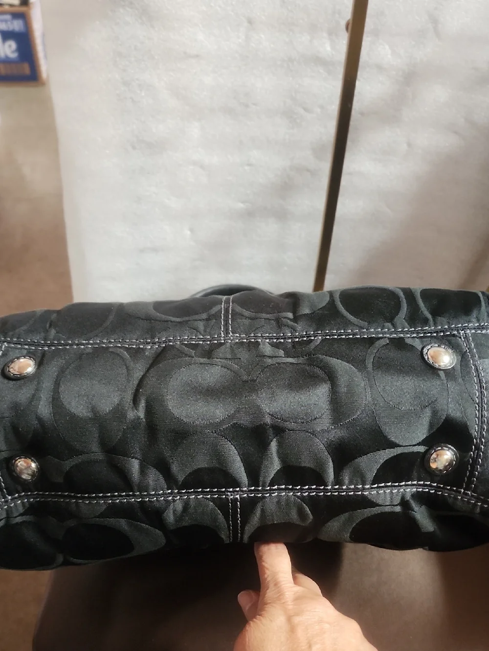 Coach Black 2009 Signature Leatherware Jacquard Shoulder Bag w/ Leather Trim - Picture 9 of 16